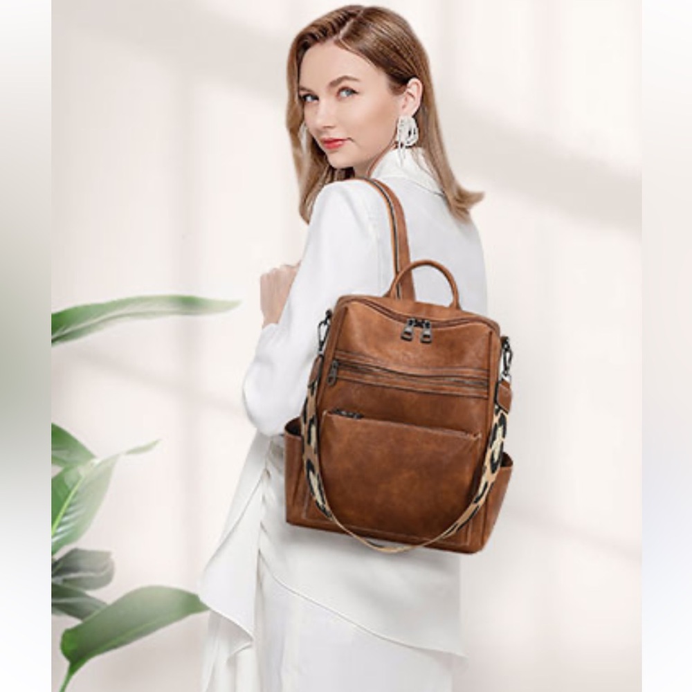 AGLOD Elegant Brown FAUX LEATHER  Backpack for Women
